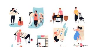 adultes qui se divertissent à travers différents loisirs