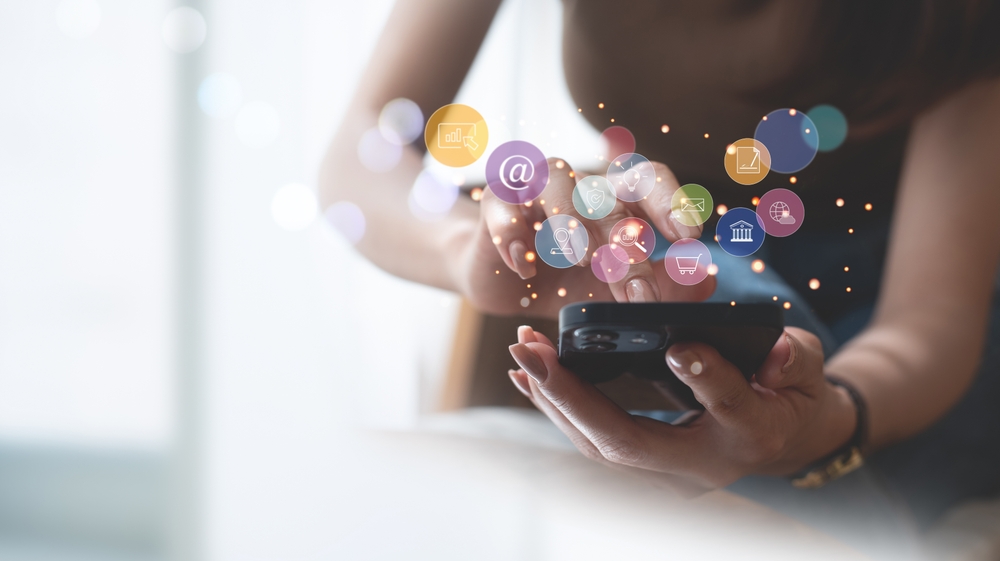 Internet,Of,Things,(iot),Technology,,Woman,Using,Mobile,Smartphone,With