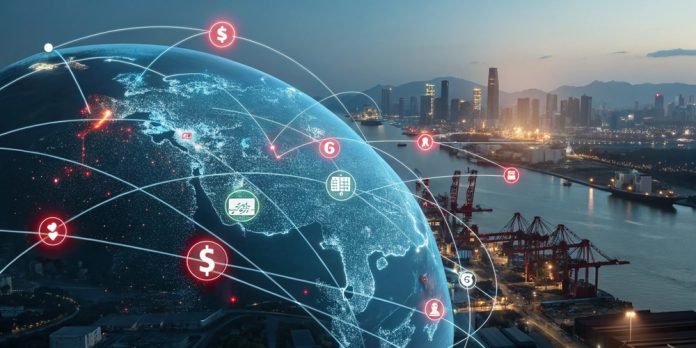 Futuristic,Digital,Visualization,Of,Global,Import,Tariffs,And,Trade,Data