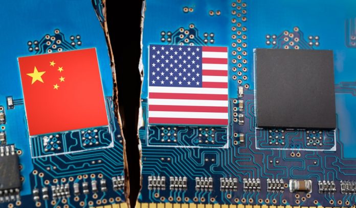 Tech,War,Between,China,And,The,Usa La Chine et les États-Unis dans un combat dans la course à l'IA