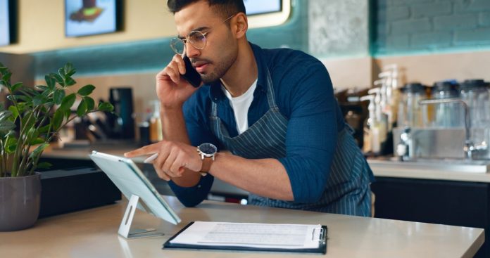 Business,Owner,,Phone,Call,And,Tablet,For,Restaurant,,Cafe,Order