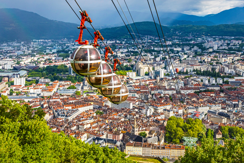 Picturesque,Aerial,View,Of,Grenoble,City,,Auvergne-rhone-alpes,Region,,France.,Grenoble-bastille Grenoble