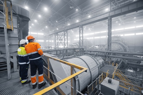 Industrial,Manufacturing,Mining,Workplace.,Colleagues,Having,Discussion,Talk,Cooperation,On Industrie